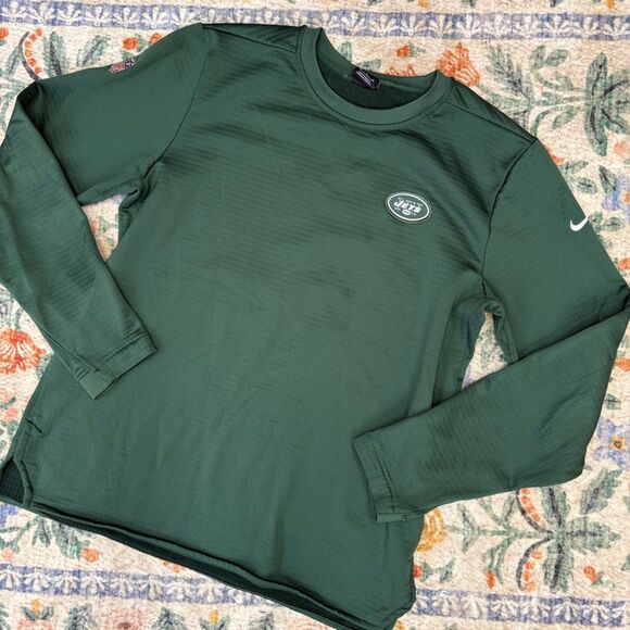 New York Jets NFL Nike Mens Large Green On Field Long Sleeve Fleece - Picture 1 of 7